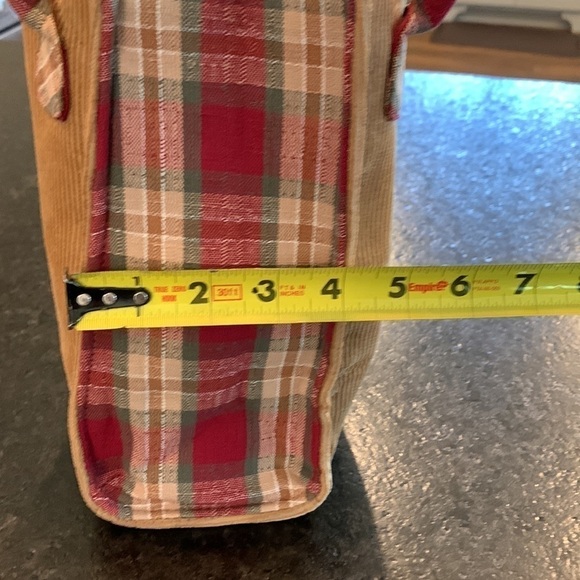 Longaberger plaid and striped gift bag lunch tote vintage corduroy quilted lined - Picture 7 of 12